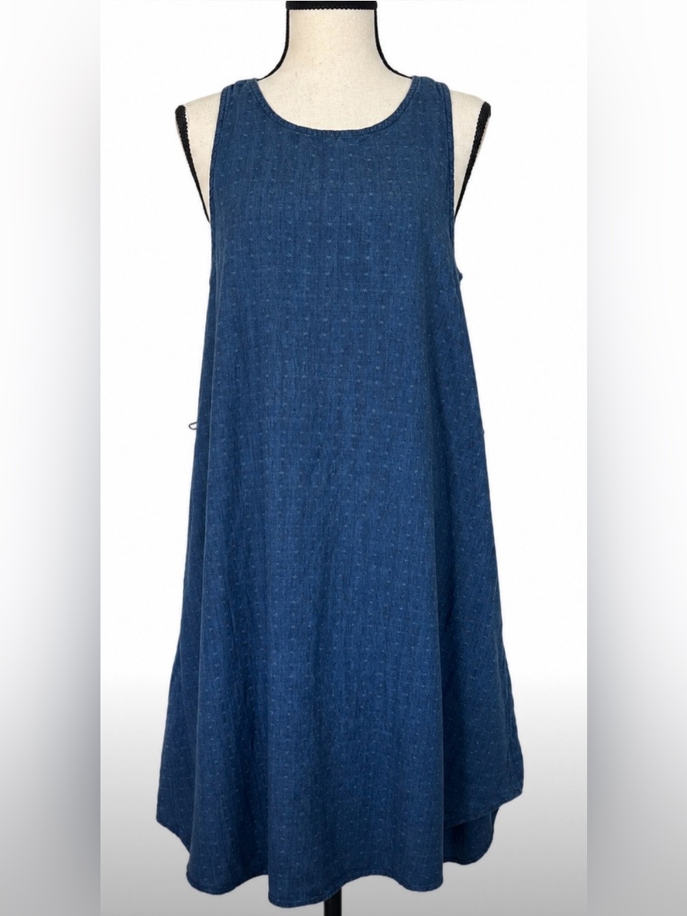 Gap Blue Swiss Dot Cotton Midi Dress Boho Minimalist Sleeveless M